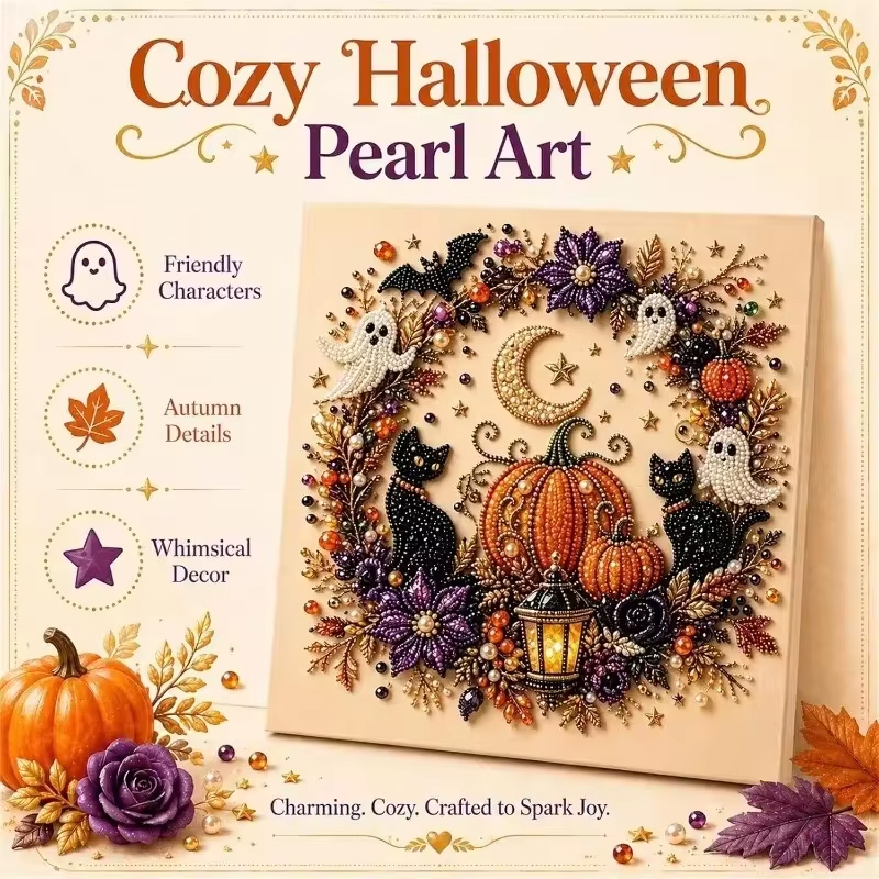 Art Craft Animals - Halloween Geister-Perlen-Kunst-Set für Erwachsene DIY Perlenmalerei