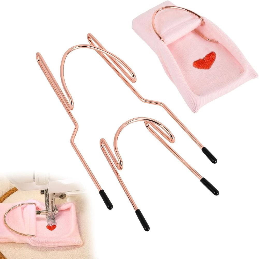 Embroidery Hoop Kit - 3-teiliges Set Metall-Konstruktions-Sockenrahmen-Stickset, rutschfeste Kappen, roségoldfarbenes