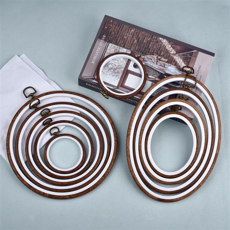 Embroidery Hoop Kit - Nähwerkzeug Runde Ovale Holz-Stickrahmen Set Farbige