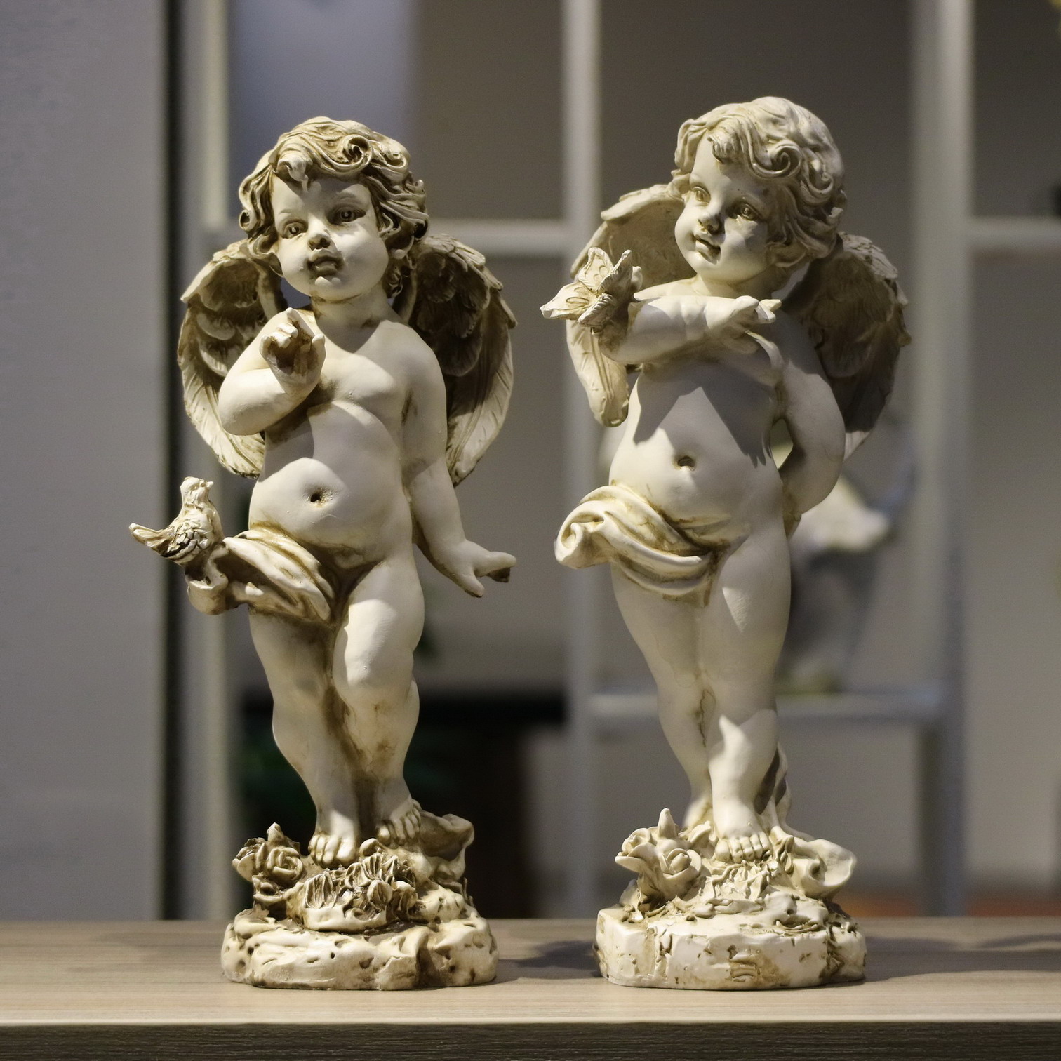 Unique Art Craft - Retro-Engel-Figur aus Kunstharz, 29 cm, Dekoration