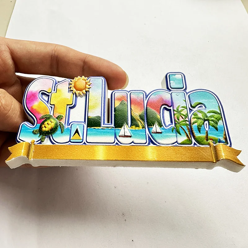 Art Craft Magnet - St. Lucia West Indies, Strand 3D-Stereo-Kühlschrankaufkleber,