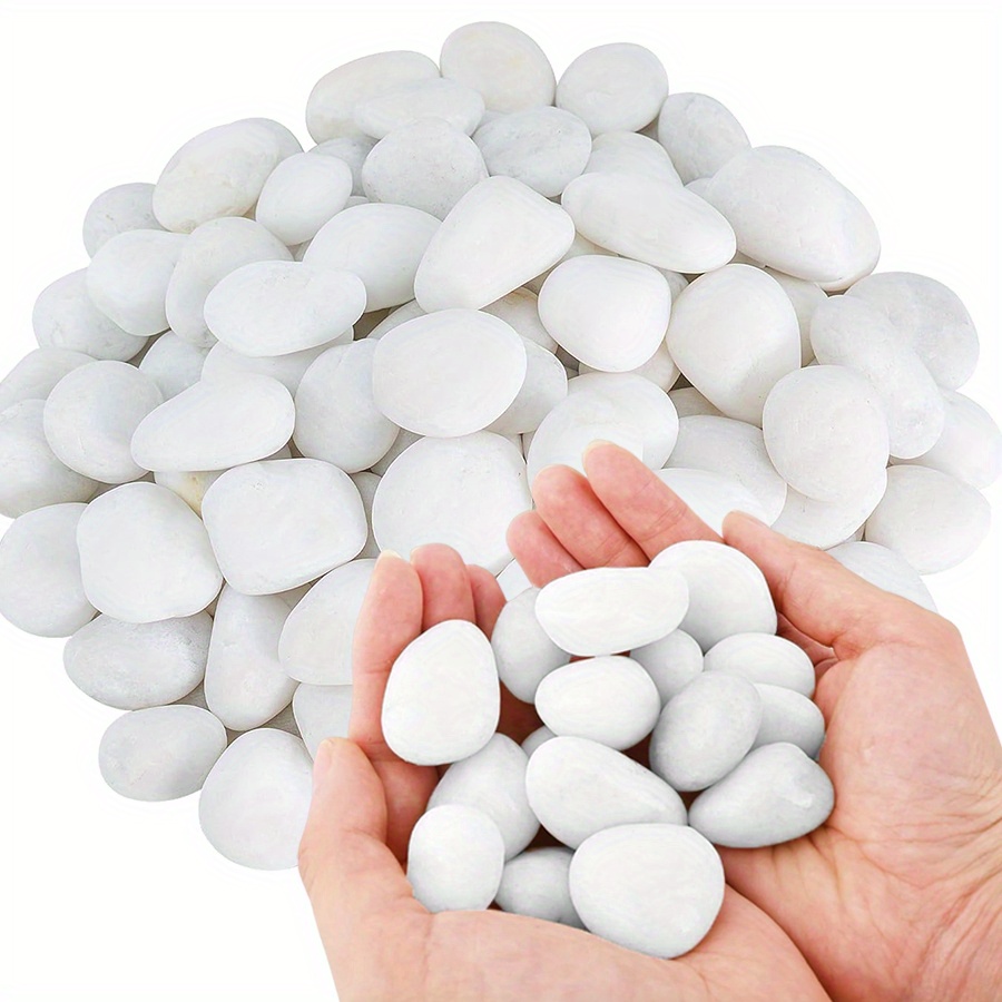Art Craft Vase - 200/400g weiße hochglanzpolierte natürliche Kieselsteine 2-3cm
