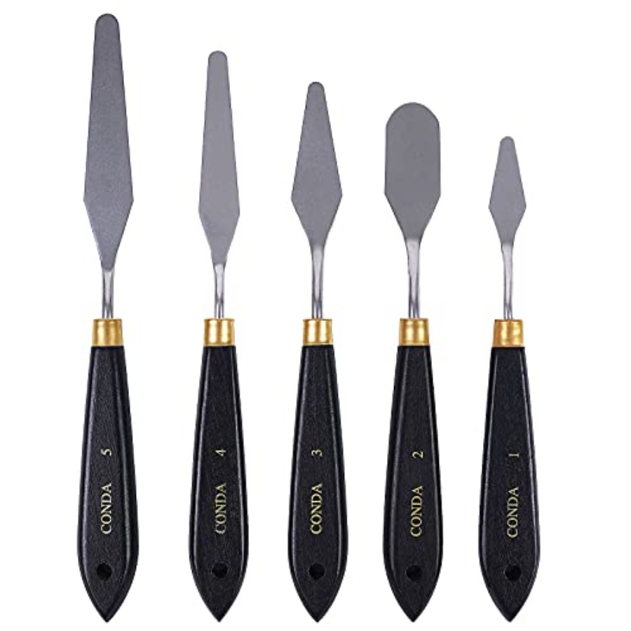 Painting Knife Palette - Palettenmesser-Set aus Edelstahl, 5-teilig, mit Holzgriff,