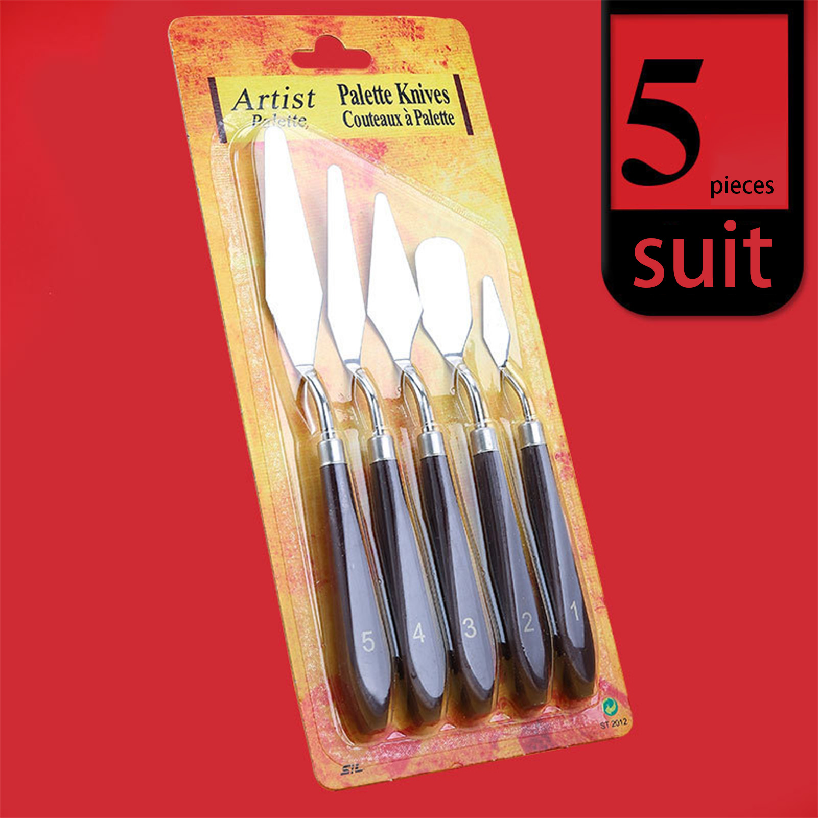 Painting Knife Palette - 5-teiliges Kunstölgemälde-Schaber-Farbschaber-Palettenmesser-Set mit Holzgriff für Gouache-Ölgemälde-Lernende