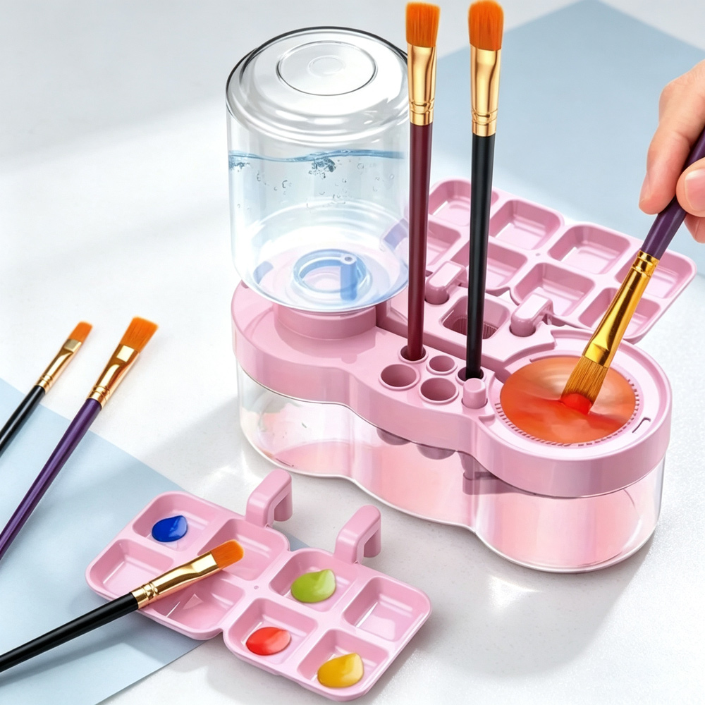 Art And Craft With Paint - Pinselreiniger Multifunktionales Tragbares Künstler-Reinigungswerkzeug Mit Paletten-Stiftschlitz