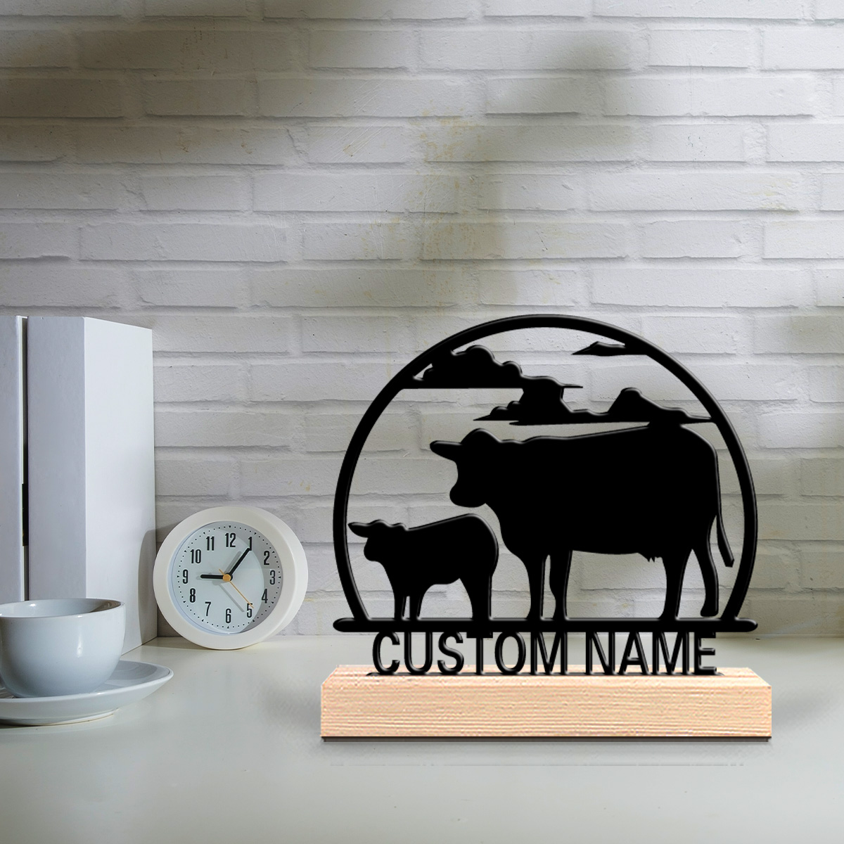 Art Craft Names - 1 Stück Modische Kuh-Metallstatue mit Anpassbarem