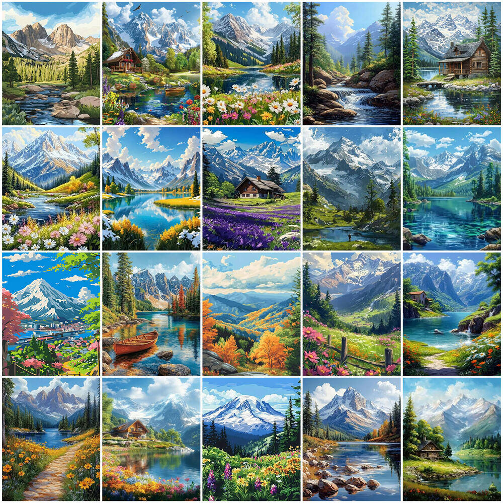 Art And Craft Numbers - Ölgemälde nach Zahlen, Berglandschaft, DIY, digitale