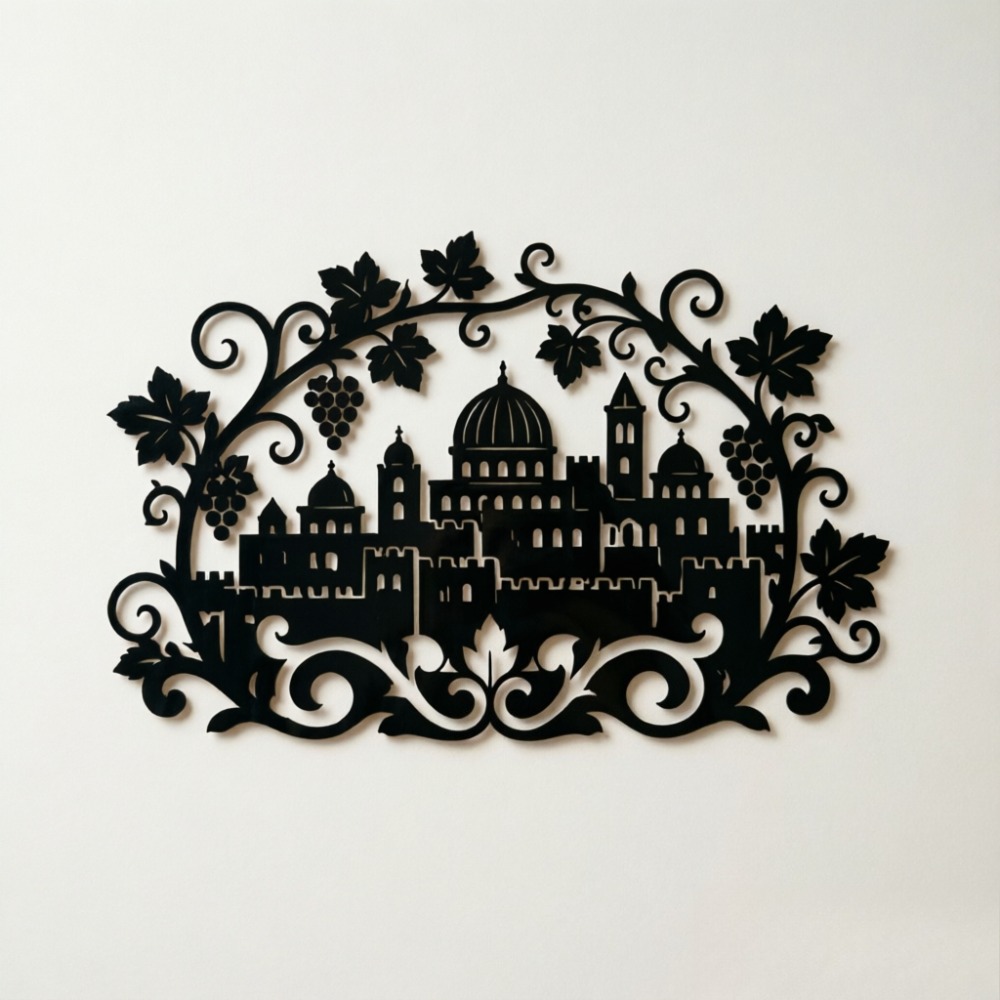 Art & Craft Paper Ideas - CIFBUY Eisen-Wandkunst Jerusalem Skyline Weinberg Metallschild