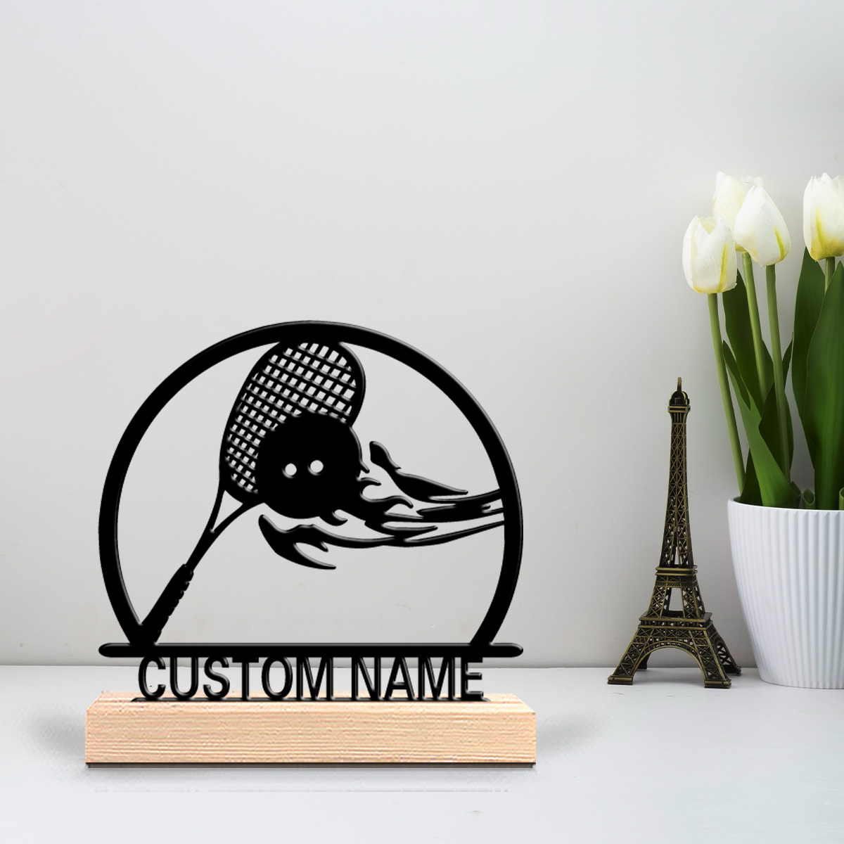 Art Craft Names - 1 Stück Modische Tennis-Metallstatue mit individuellem