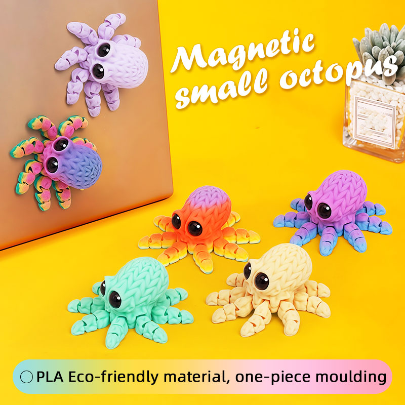 Art Craft Magnet - Entzückender 3D-gedruckter Oktopus-Kühlschrankmagnet mit beweglichen Gelenken,