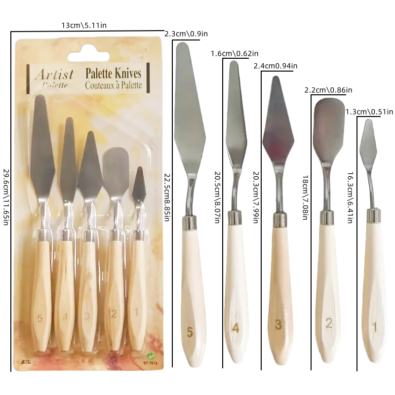 5-teiliges Ölgemälde Spachtel  – Painting Knife Palette Bewertung und Preis