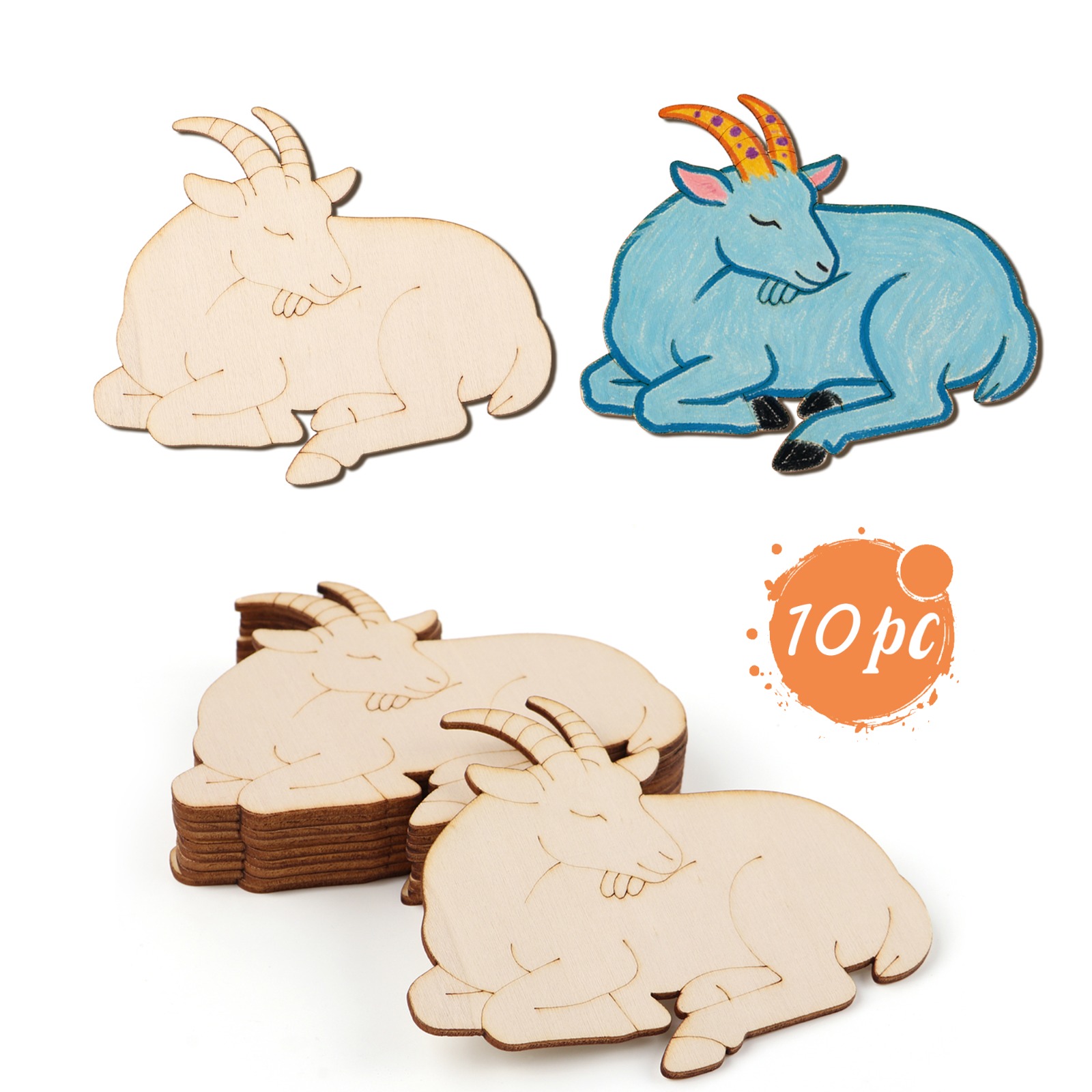 10 Stück/Set Unfertige Holz-Sc – Art Craft Animals Bewertung und Preis